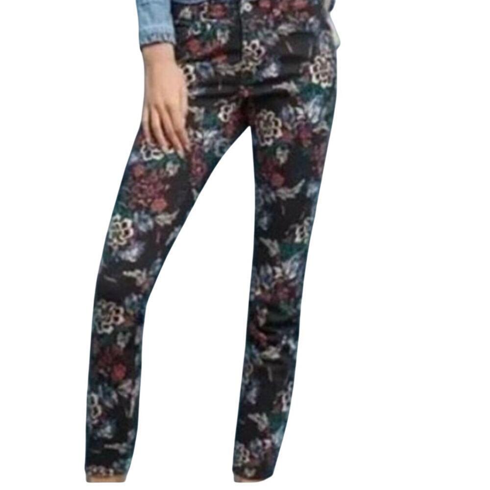 Anthropologie Pilcro Floral Skinny Jeans Black 31 Mid Rise